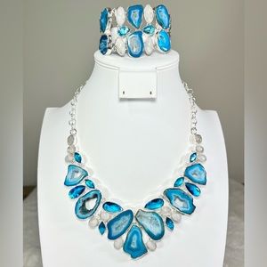 Blue Solar Quartz Moonstone 925 Gemstone Necklace ONLY